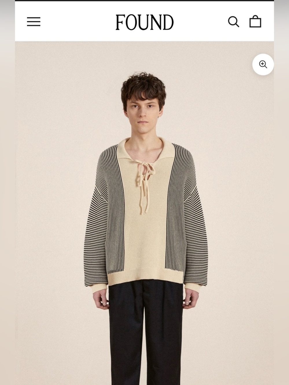 FOUND, Unisex TABAS TIE KNIT COLLARED SWEATER
in cream